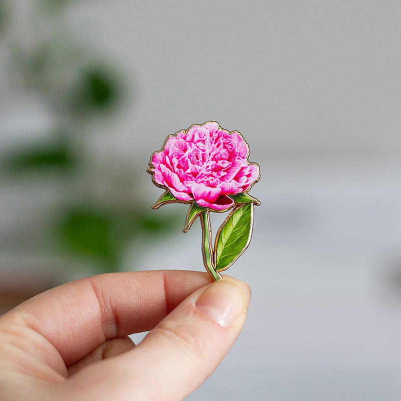 Peony (Pink) v3 Floral Enamel Pin | November Birth Month Flower