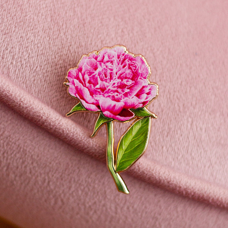 Peony (Pink) v3 Floral Enamel Pin | November Birth Month Flower