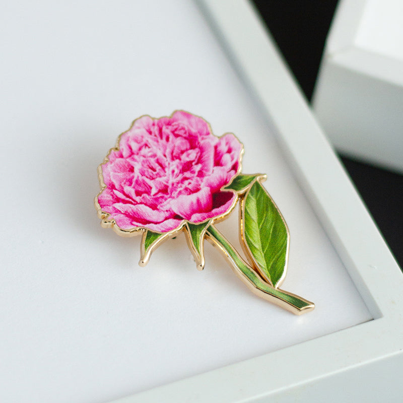 Peony (Pink) v3 Floral Enamel Pin | November Birth Month Flower