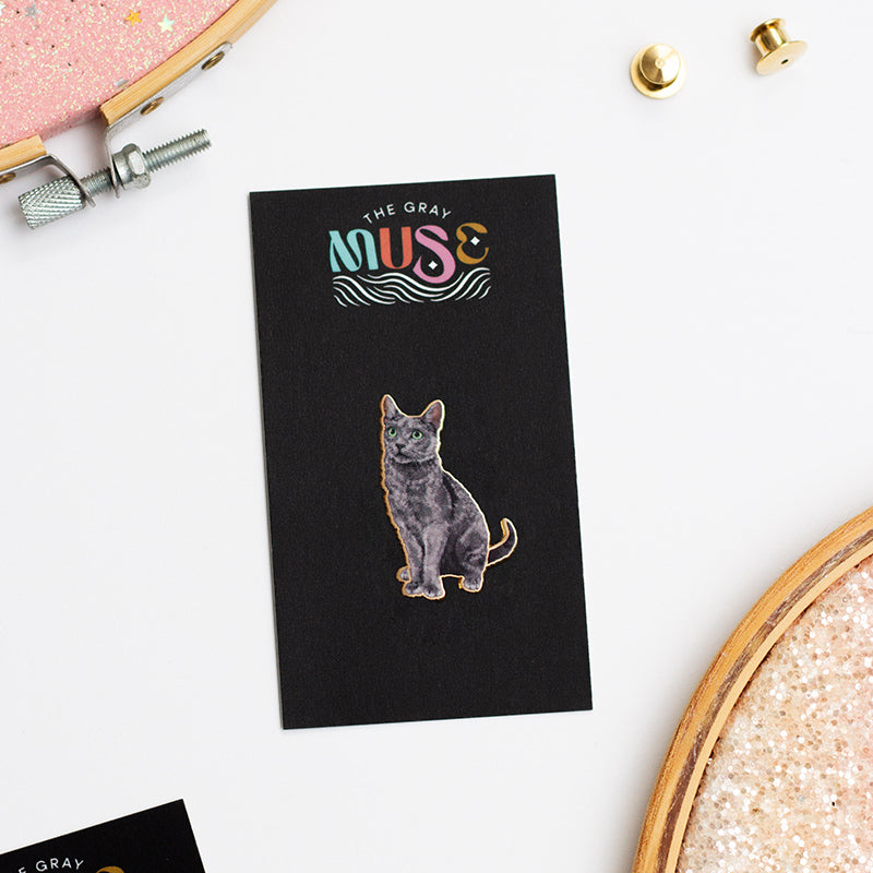 Russian Blue Cat Enamel Pin