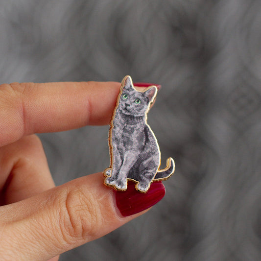 Russian Blue Cat Enamel Pin