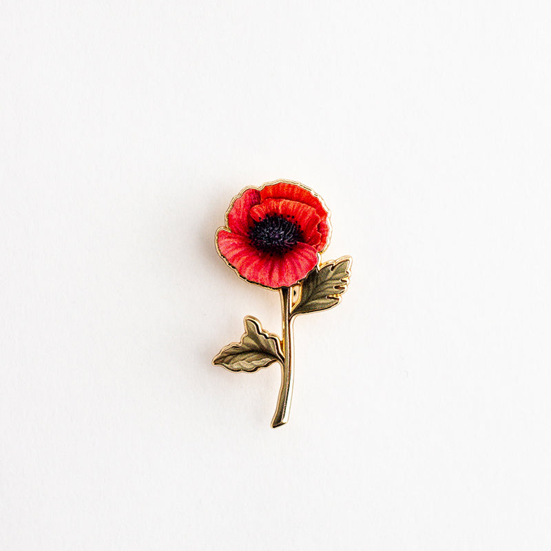 Poppy (Red) v2 Floral Enamel Pin | August Birthday Month Flower