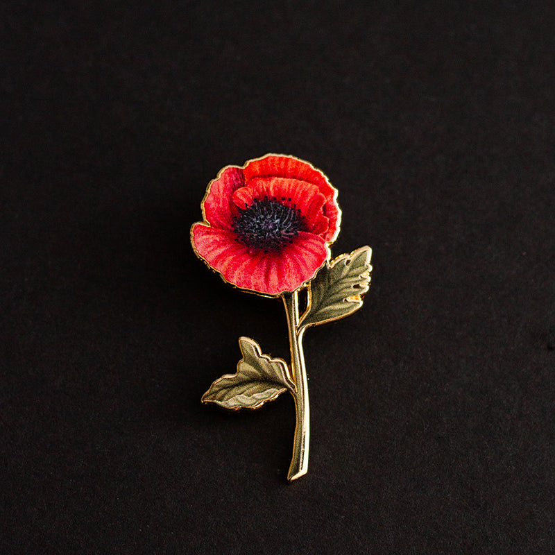 Poppy (Red) v2 Floral Enamel Pin | August Birthday Month Flower