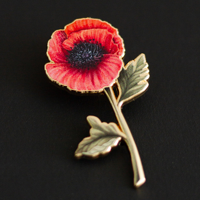 Poppy (Red) v2 Floral Enamel Pin | August Birthday Month Flower