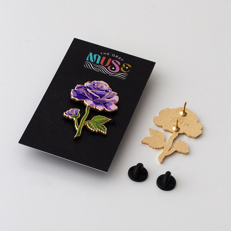 Rose (Purple) Enamel Pin | June Birth Month Flower