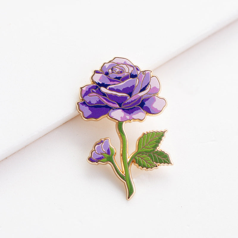 Rose (Purple) Enamel Pin | June Birth Month Flower