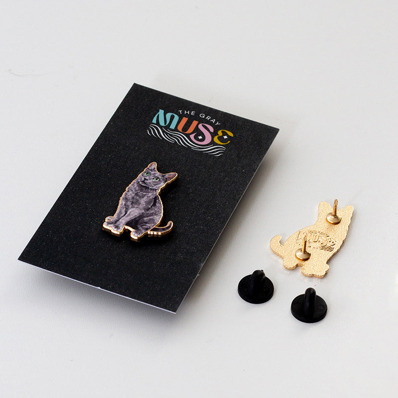 Russian Blue Cat Enamel Pin