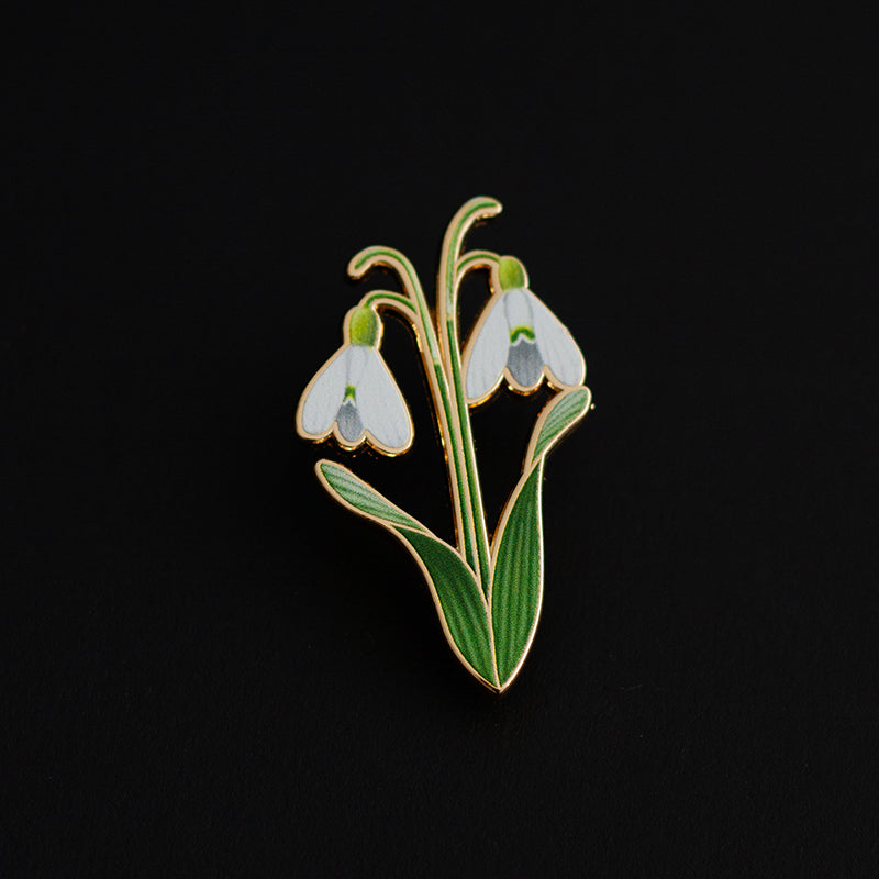 Snowdrop v2 Floral Enamel Pin | January Birthday Month Flower