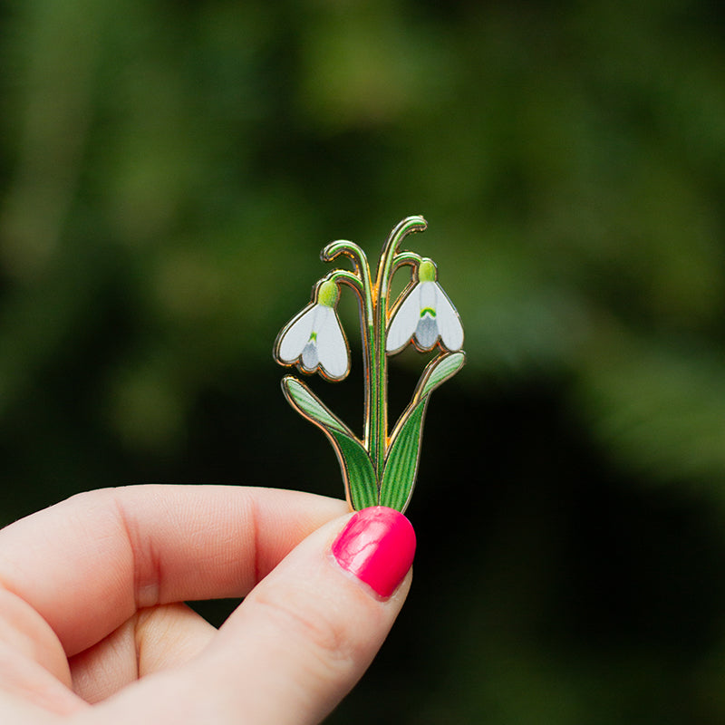 Snowdrop v2 Floral Enamel Pin | January Birthday Month Flower