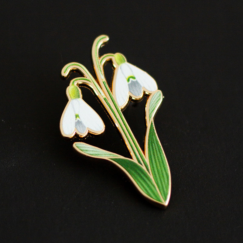 Snowdrop v2 Floral Enamel Pin | January Birthday Month Flower