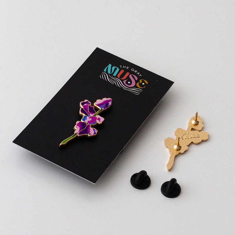 Sweet Pea Floral Enamel Pin (v2) | April Birth Month Flower