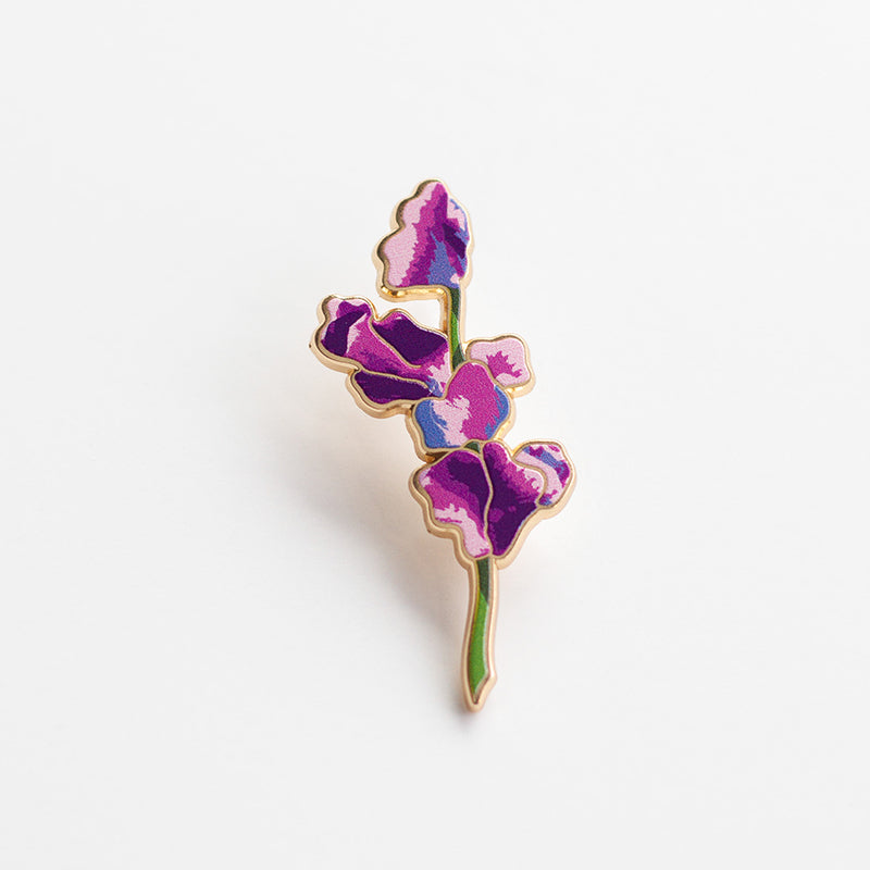 Sweet Pea Floral Enamel Pin (v2) | April Birth Month Flower