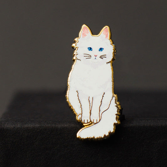 RETIRING White Cat Enamel Pin