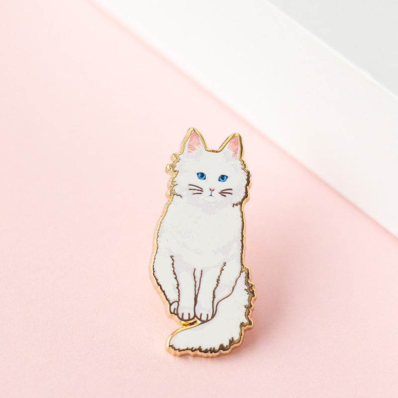 RETIRING White Cat Enamel Pin