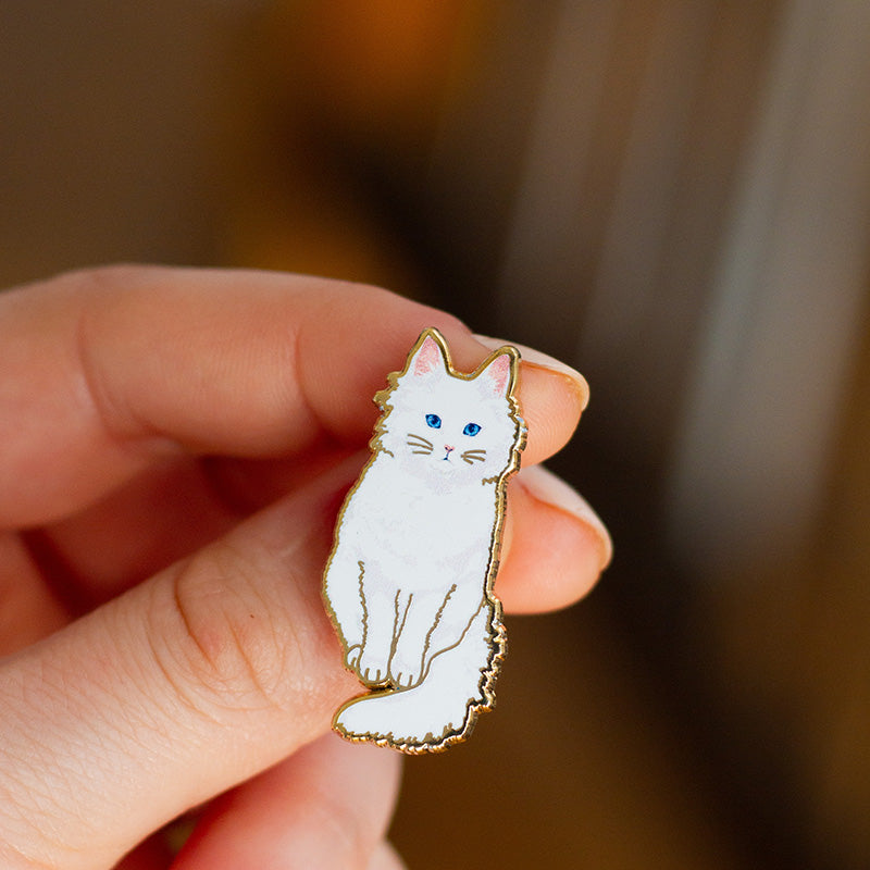 RETIRING White Cat Enamel Pin