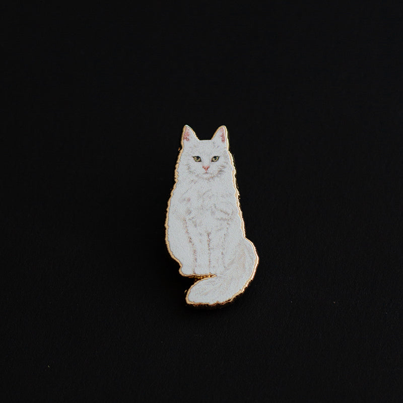 White Cat v2 Enamel Pin