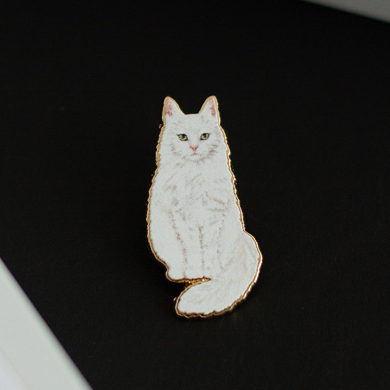 White Cat v2 Enamel Pin