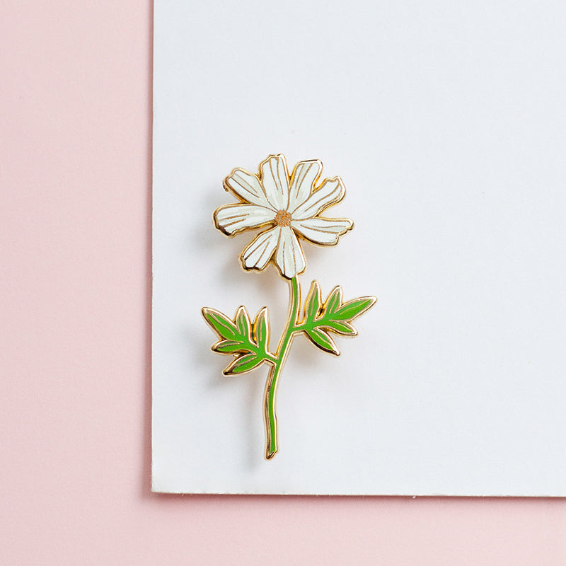 RETIRING Cosmos (White) Enamel Pin | October Birth Month Flower