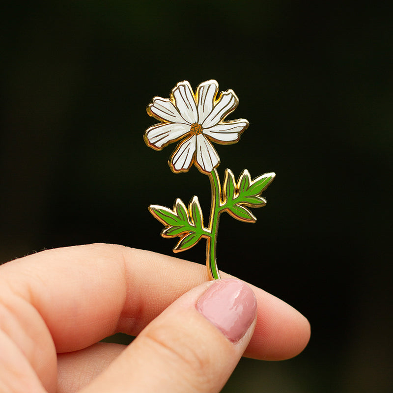 RETIRING Cosmos (White) Enamel Pin | October Birth Month Flower