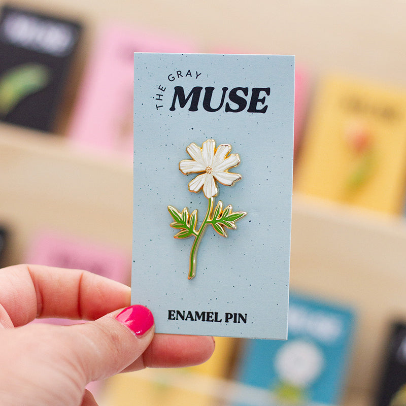 RETIRING Cosmos (White) Enamel Pin | October Birth Month Flower