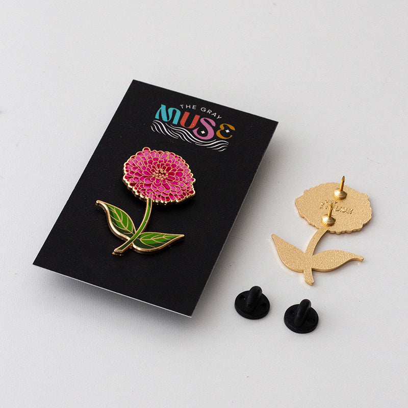 Zinnia Floral Enamel Pin