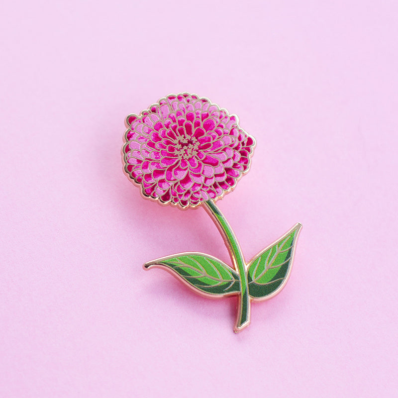 Zinnia Floral Enamel Pin