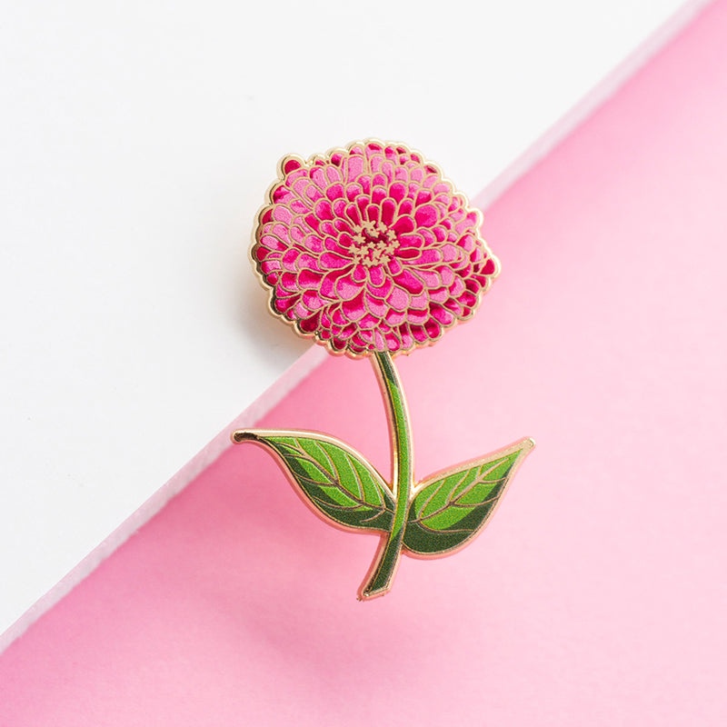 Zinnia Floral Enamel Pin