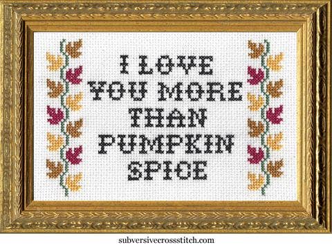 I Love You More Than Pumpkin Spice: Deluxe Cross Stitch Kit