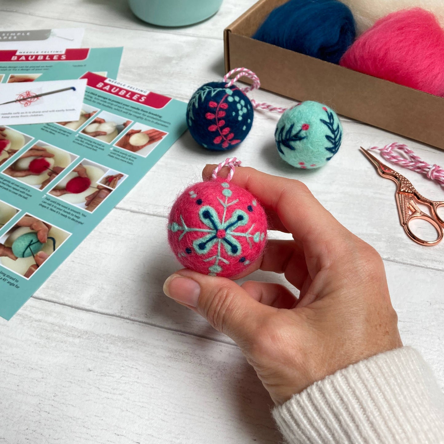 Needle Felting Kit -  Christmas Baubles