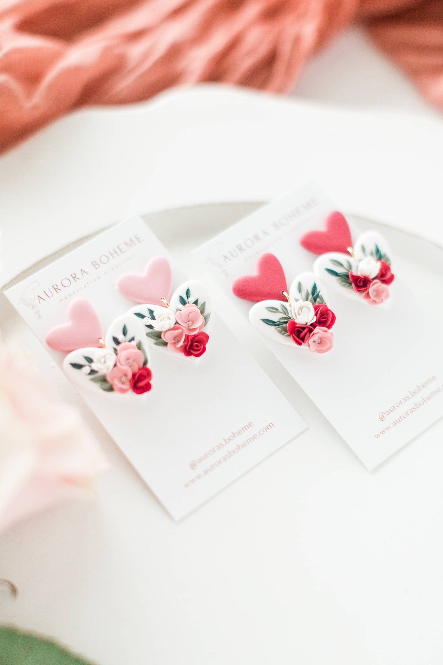 Savannah's Pick - Floral Heart Dangles: Pink