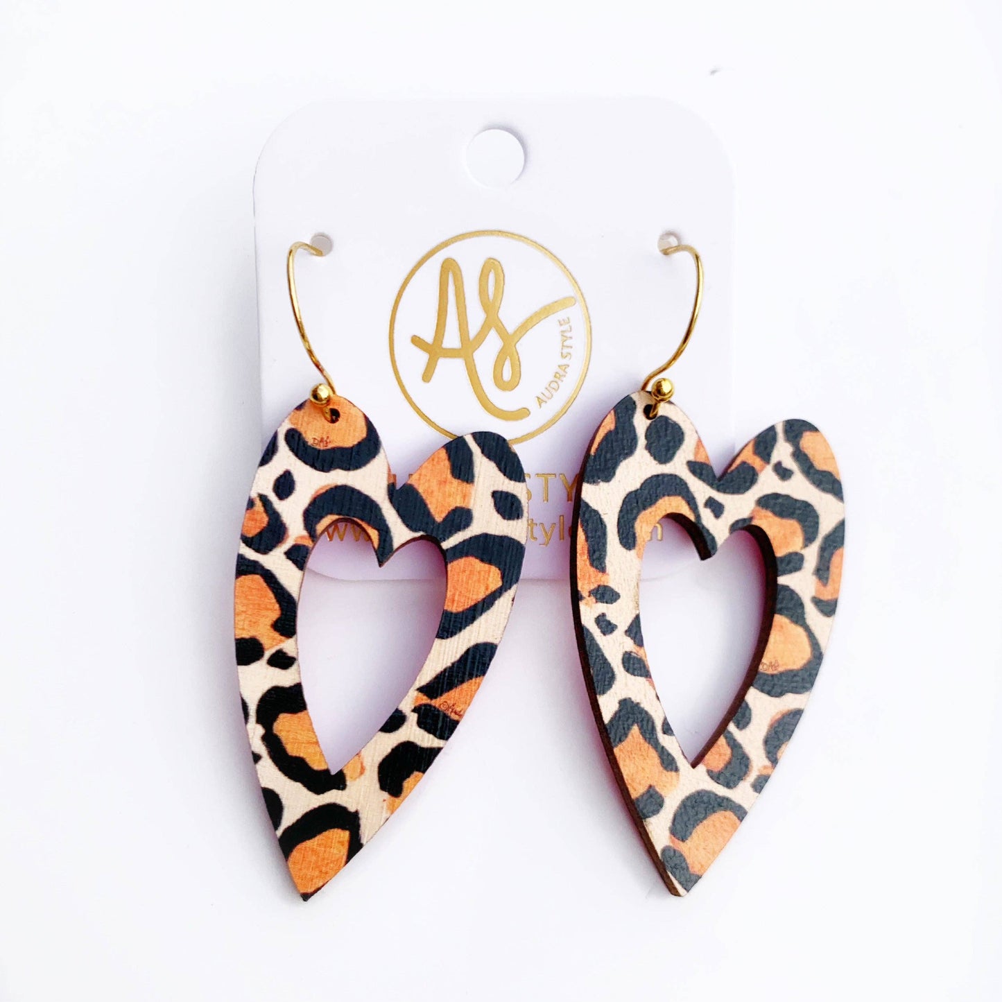 Valentine's Day Earrings - Cherish Heart - Leopard