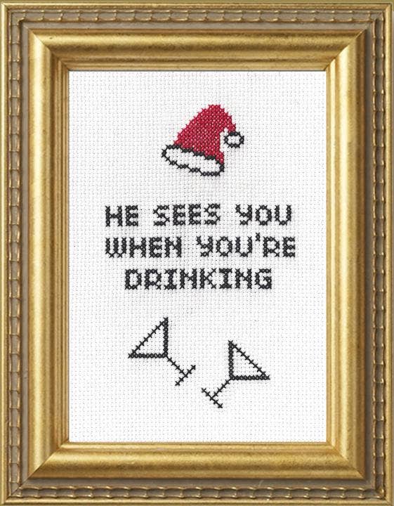 He Sees You When You're Drinking: Deluxe Cross Stitch Kit