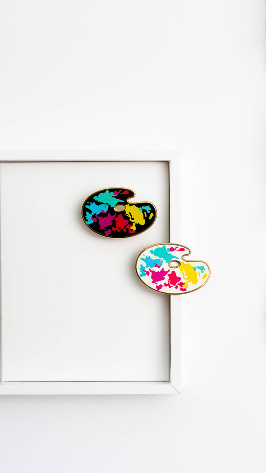 Paint Palette Enamel Pin (WHITE), Artist Gift, Watercoloring