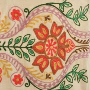 FLORAL FIELD Crewel LAMP SHADE 18"