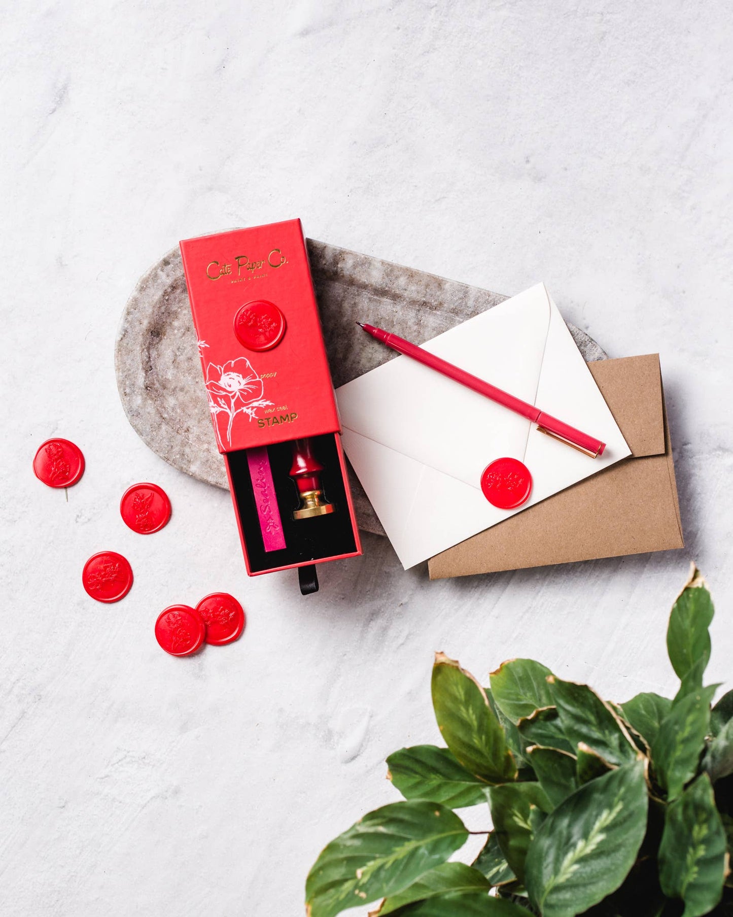 Poppy: Wax seal stamp and wax stick set