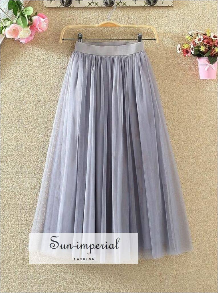 Tulle Mesh Skirts Long Maxi Skirt Elastic High Waist