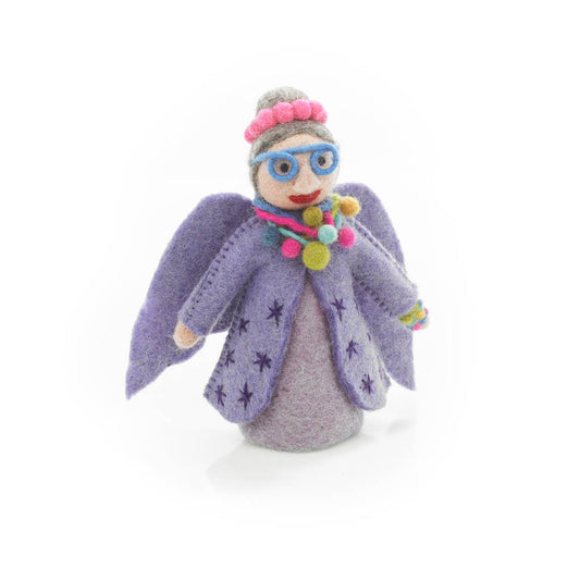 Handmade Felt Funky Fairy Godmother Christmas Tree Topper: Purple