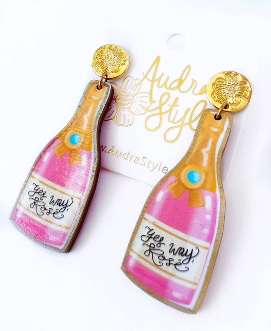 Large Statement Colorful Champagne Food Artwork Earrings