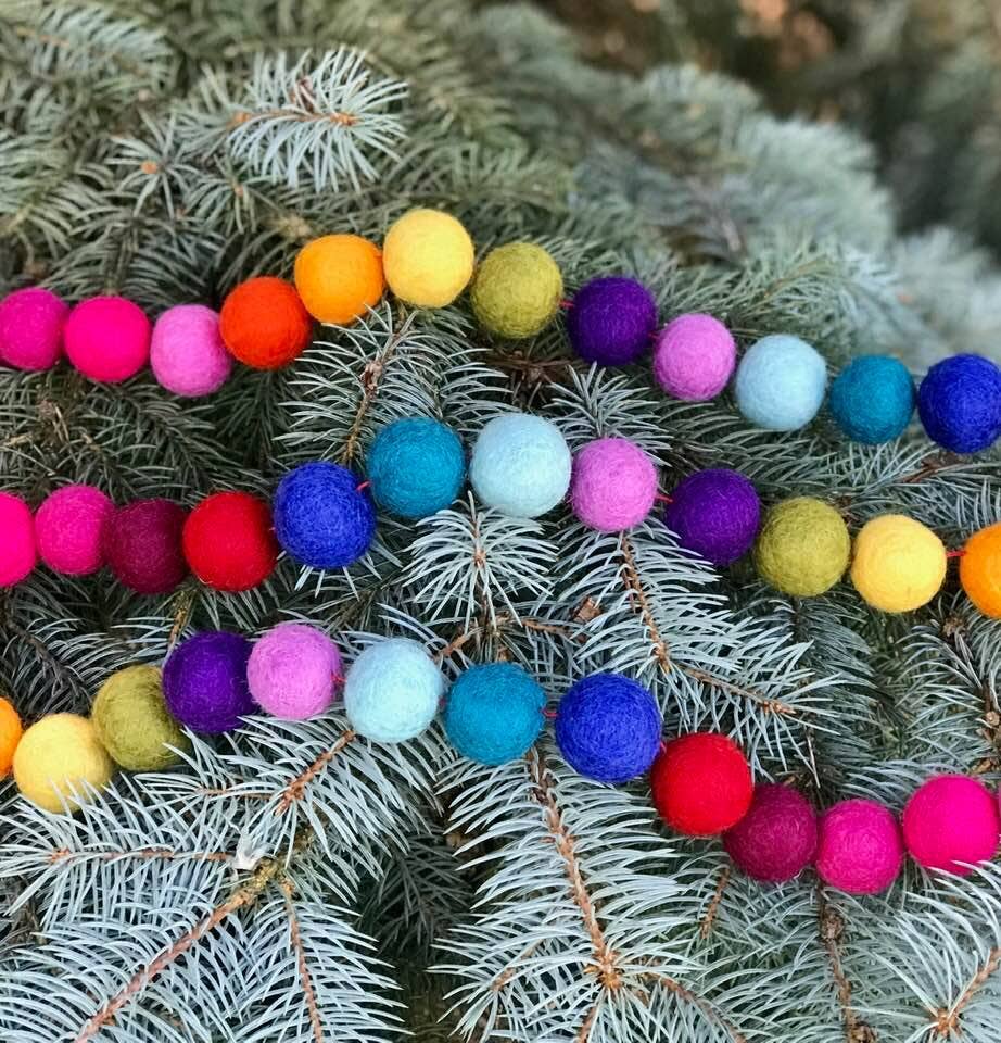 Garland Balls - Rainbow Felt
