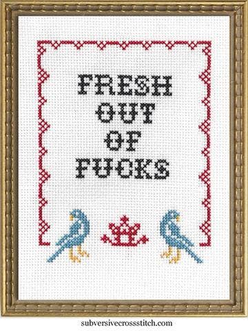 Fresh Out of F*cks: Deluxe Cross Stitch Kit