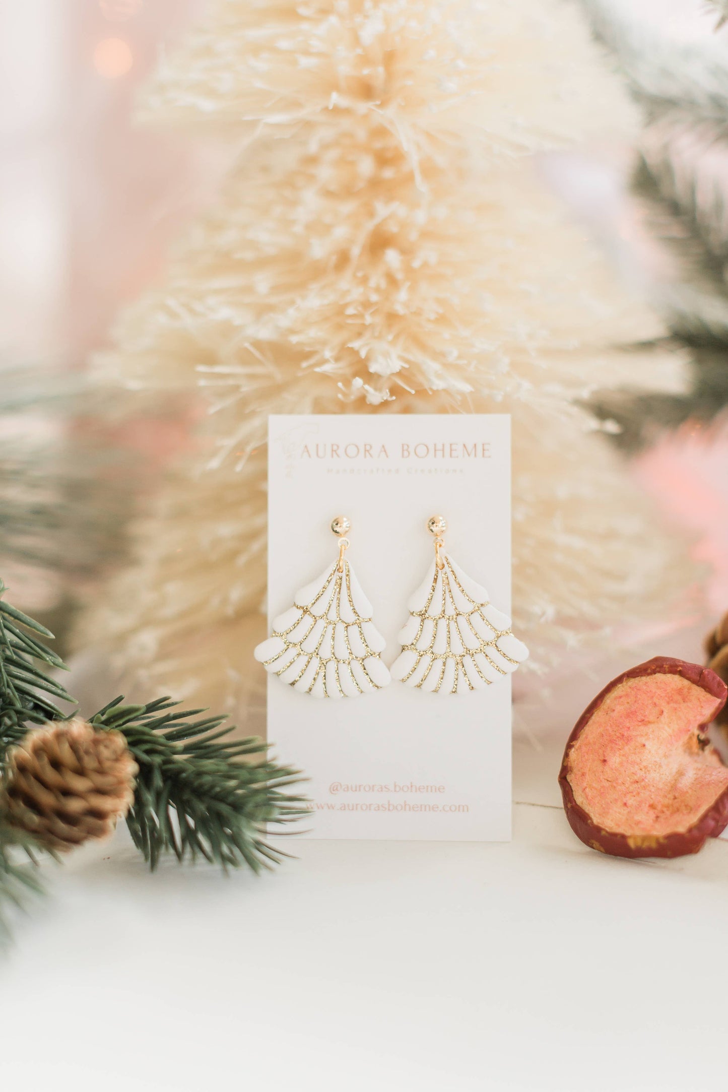 White & Gold Tree Dangle