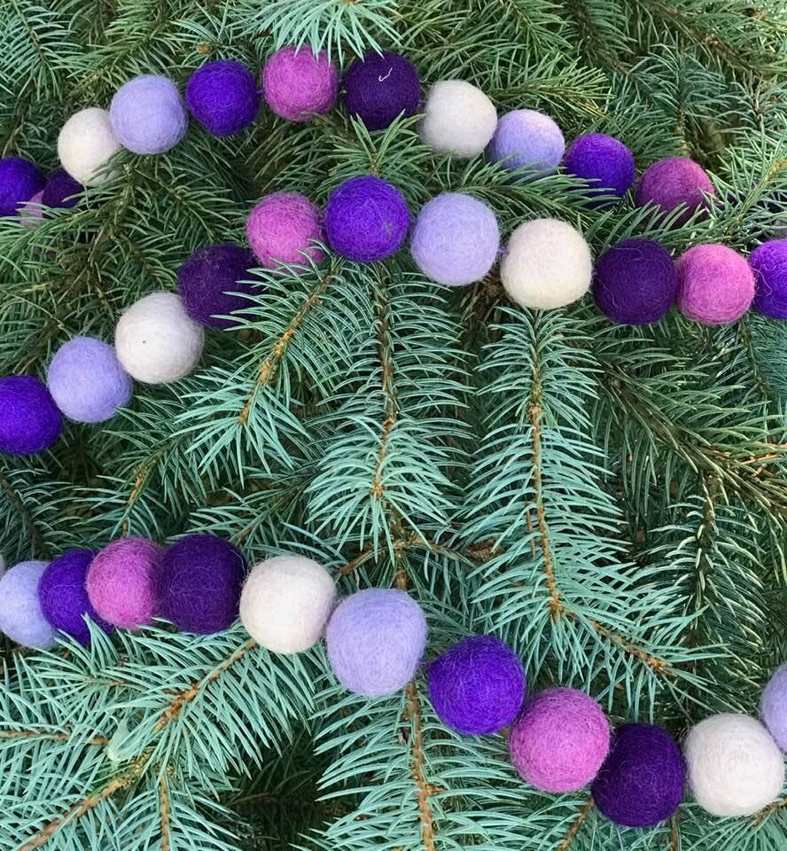 Garland Balls - Purple Felt