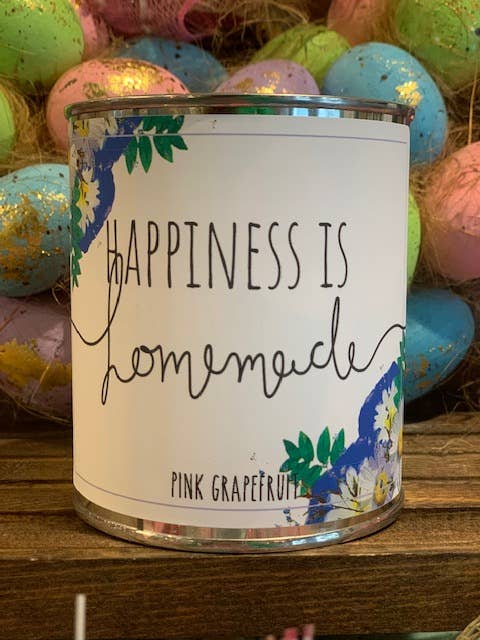 Pink Grapefruit Floral Quote Pint Paint Can Candle