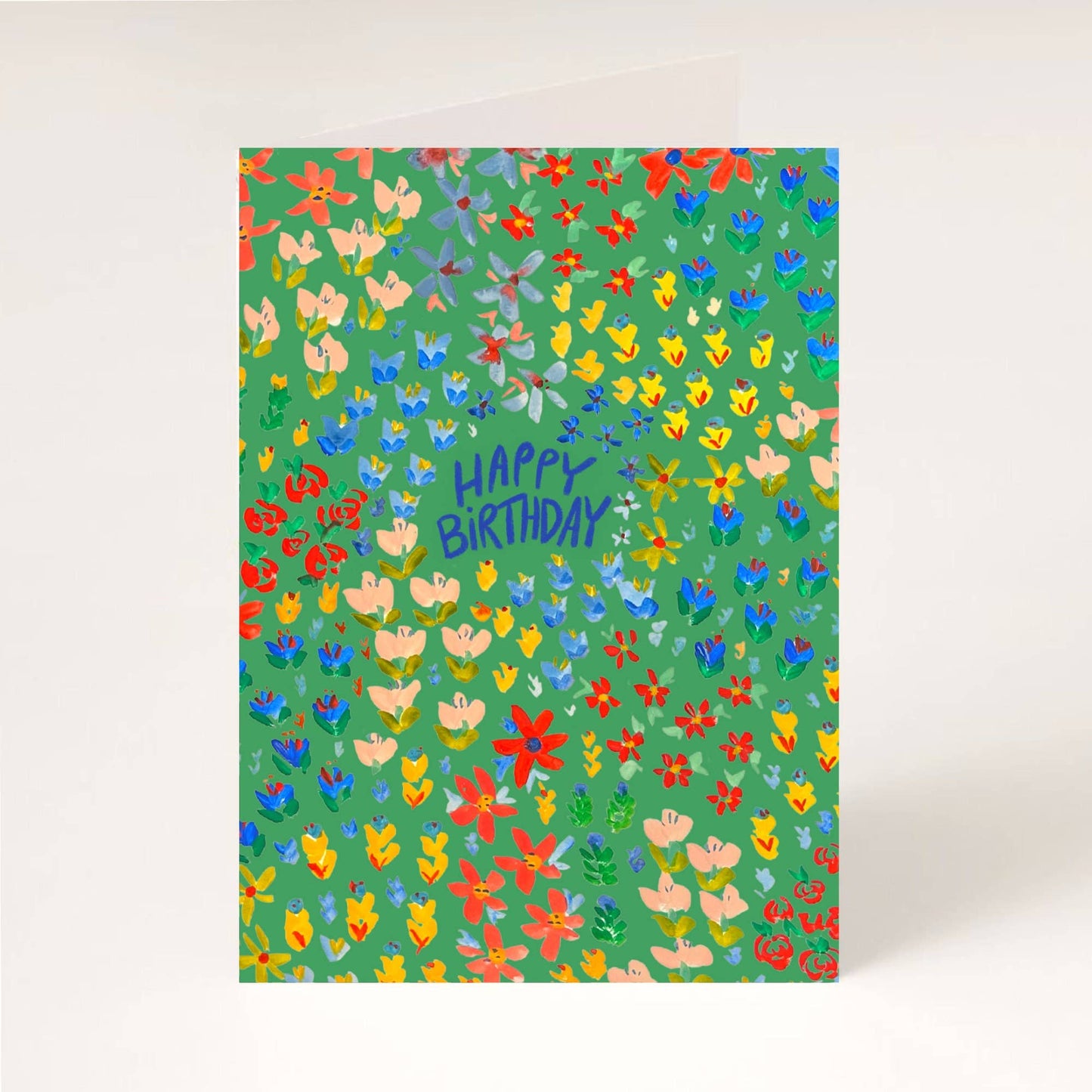 Green Floral Card, Boho Happy Birthday Card