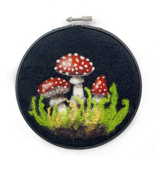 Toadstools in a Hoop Needle Felting Craft Kit