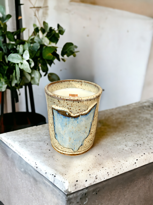 Sea & Sand | Ohio Themed Pottery Candle | Wood Wick