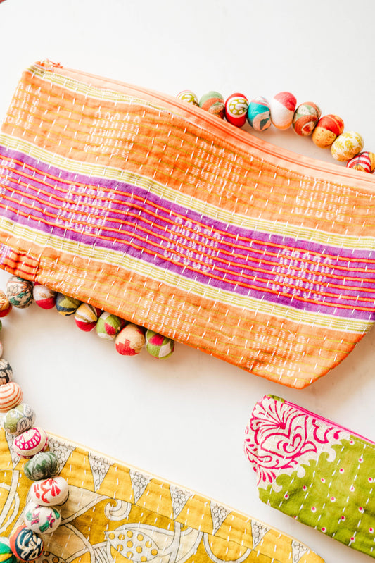 Kantha Cosmetic Bag - Extra Large