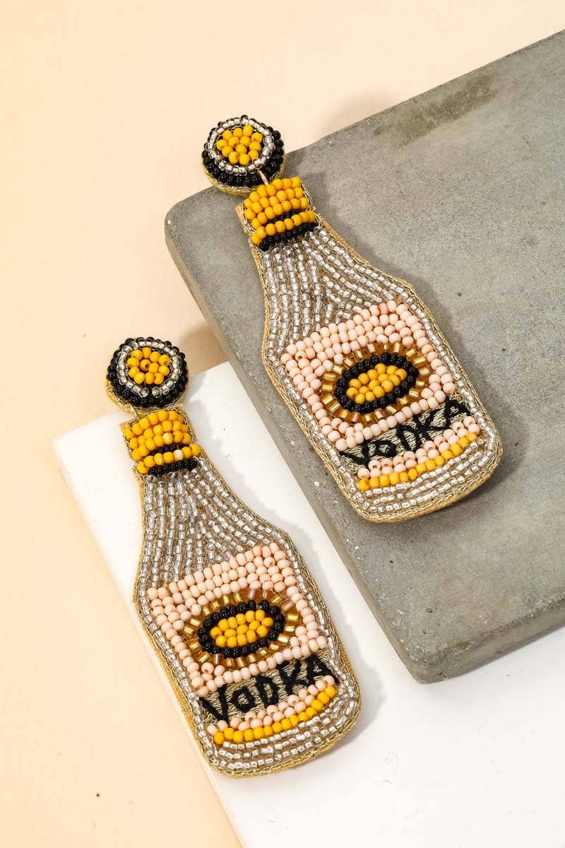 Seed Beaded Vodka Bottle Earrings