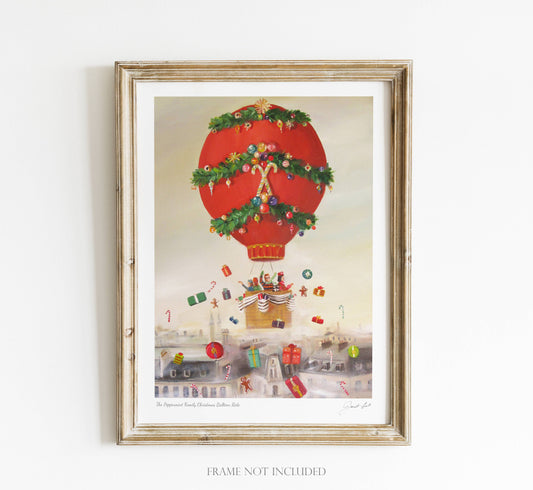 Peppermint Family Christmas Balloon Ride. 8.5"x11" Print