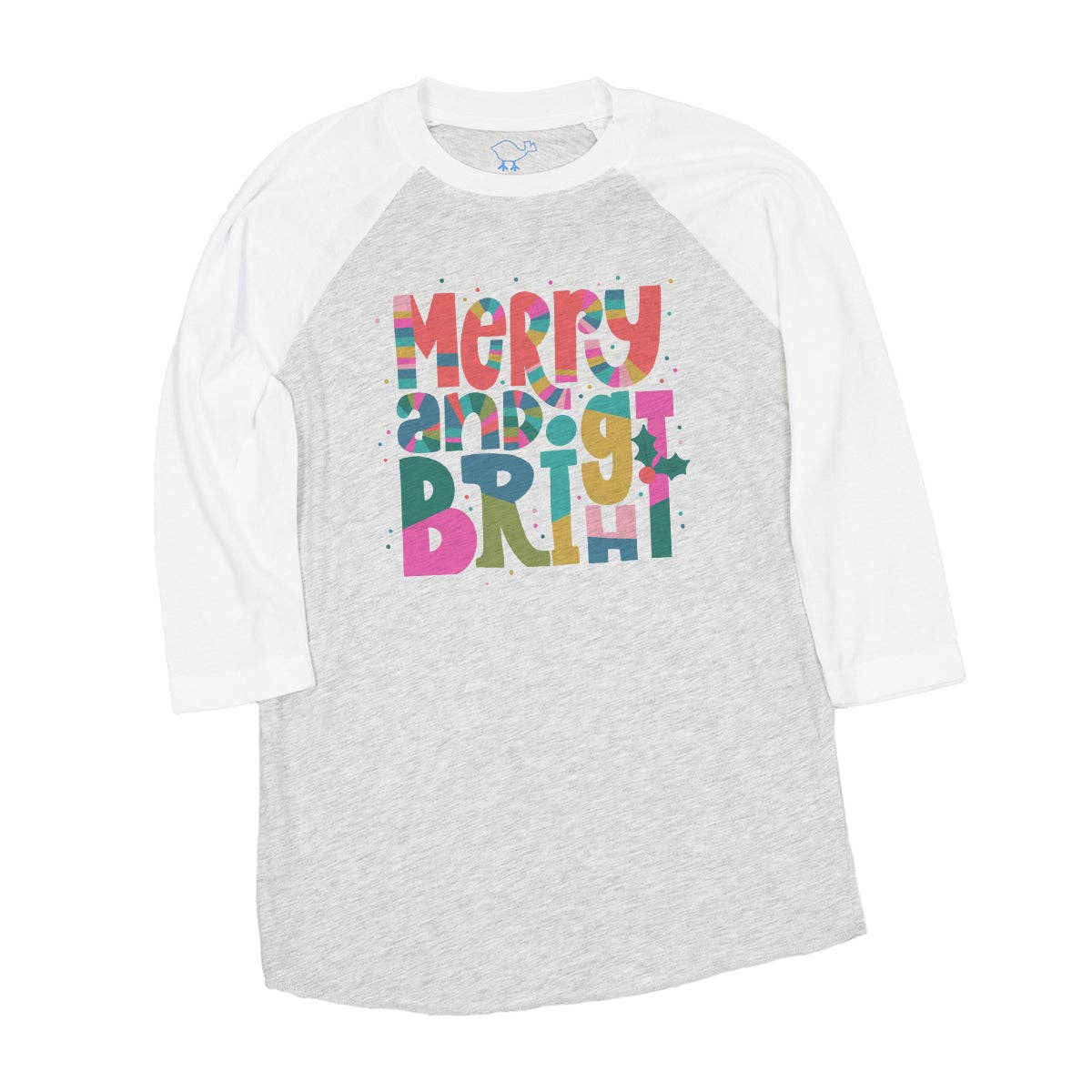 Christmas "Ashley's Merry & Bright" 3/4-Sleeve Raglan: L / White 3/4 Raglan